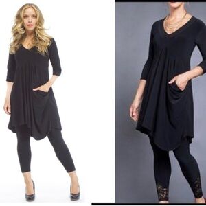 Sympli black asymmetrical pocket tunic dress Sz 8
